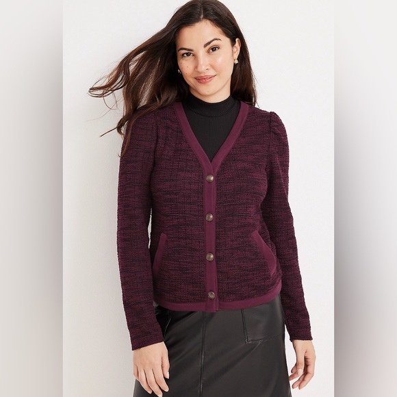 Maurices Cropped Tweed Button Down Cardigan - Picture 1 of 9